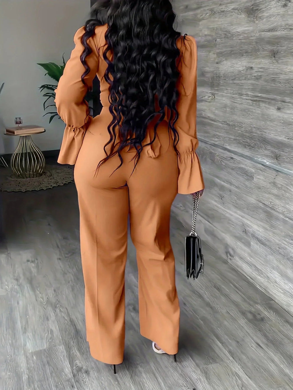 Women's Cross V-Neck Long Sleeve Trouser Suit  Pre2brand