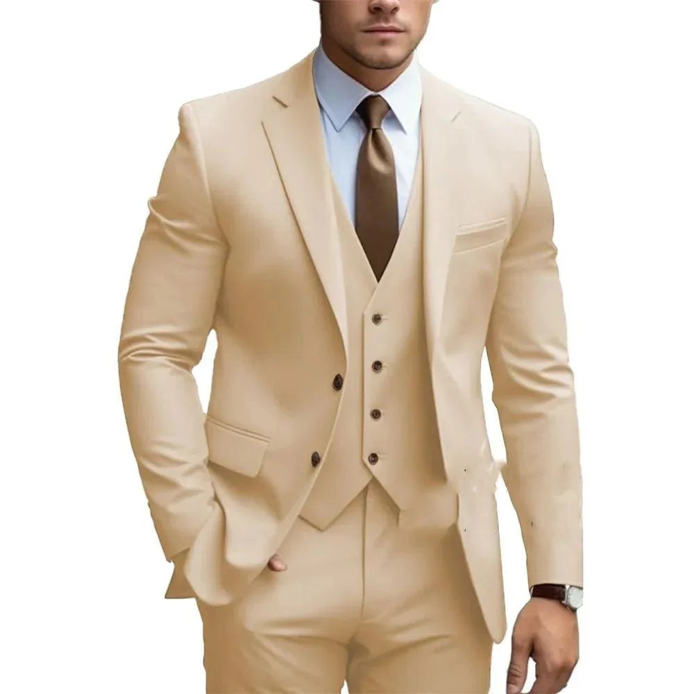 Business Casual Men'S Three-Piece Suit For Bridegroom Men'S Wedding  Pre2brand