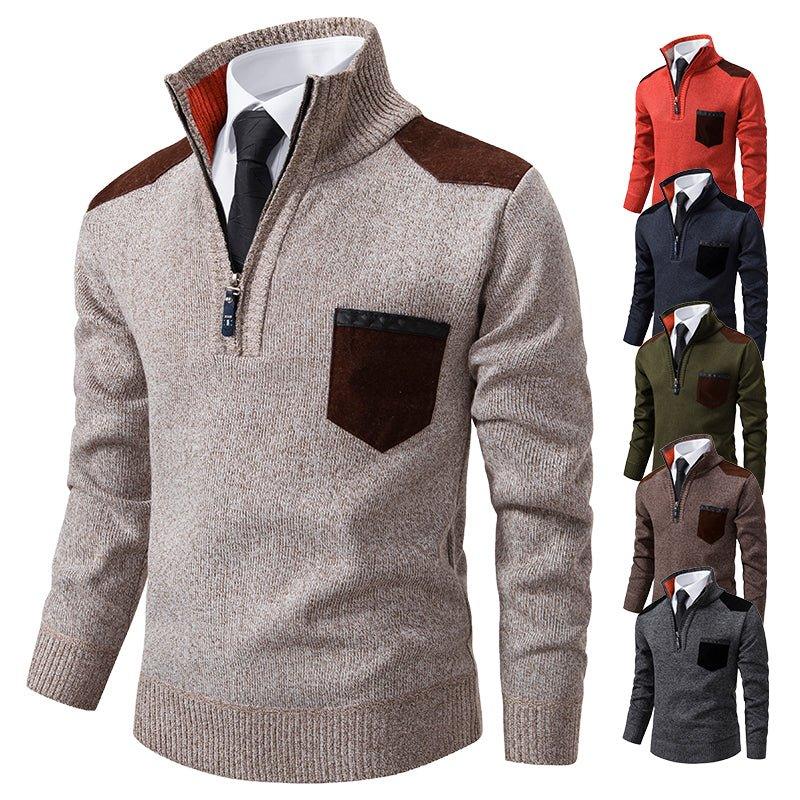 Pullover Men Sweater Thick Polo Shirts Korean Half Zipper Cold Blouse Stand Collar Autumn Winter Outerwear Luxury Cloth  Pre2brand