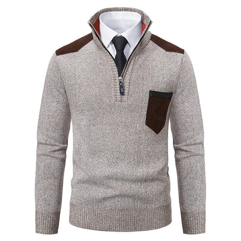 Pullover Men Sweater Thick Polo Shirts Korean Half Zipper Cold Blouse Stand Collar Autumn Winter Outerwear Luxury Cloth  Pre2brand