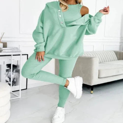 Women'S Solid Color Vest Hoodie And Pants Set  Pre2brand