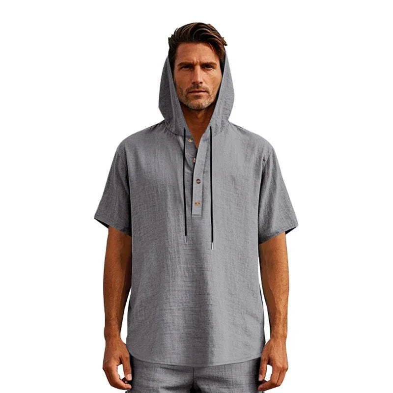 European And American Linen Short-Sleeved Men'S T-Shirt Simple  Pre2brand