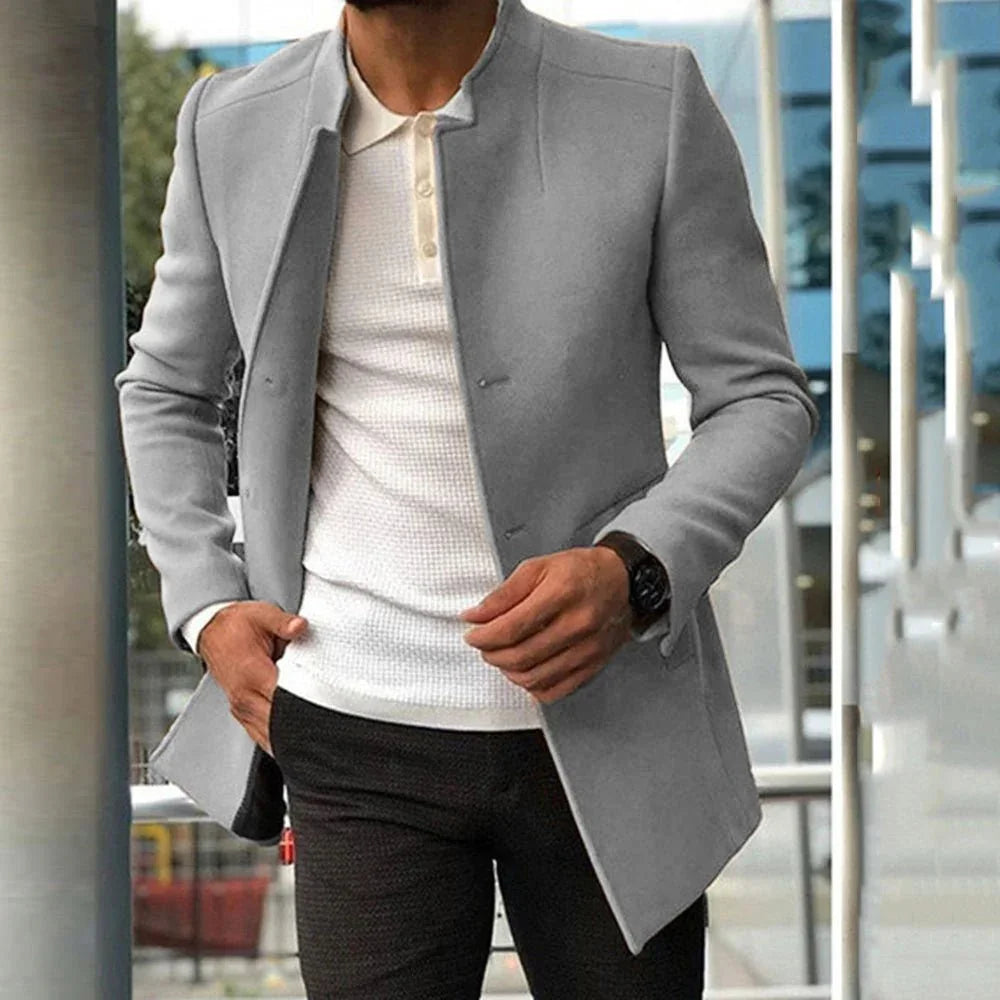 Men'S Slim Coat Fashion Single-Breasted Solid Color Business Jackets Fall And Winter Tops Outwear Clothing  Pre2brand