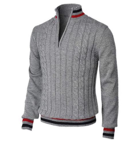 Spring And Autumn New Color Blocked High Necked Knitted Shirt  Pre2brand