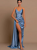 Prom Dresses Mermaid Formal Party Dresses V Neck Long Satin Ball Gown  Pre2brand