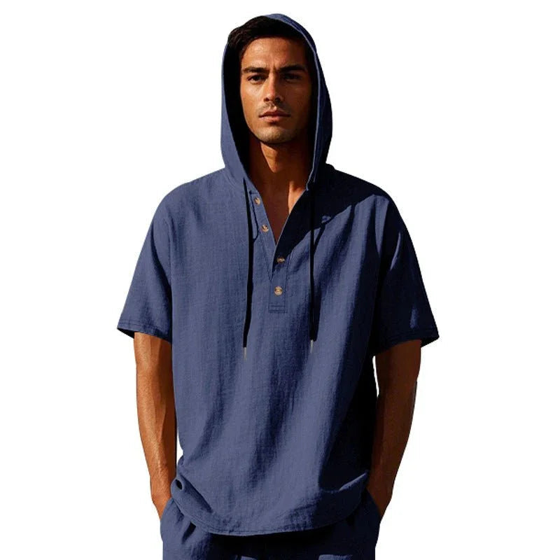 European And American Linen Short-Sleeved Men'S T-Shirt Simple  Pre2brand