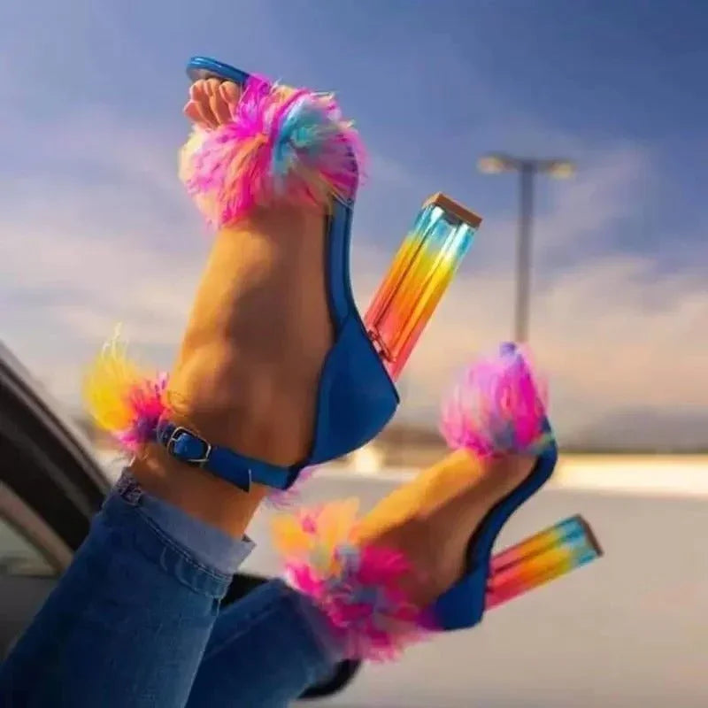 Women's Rainbow Crystal Stiletto Sandals  Pre2brand