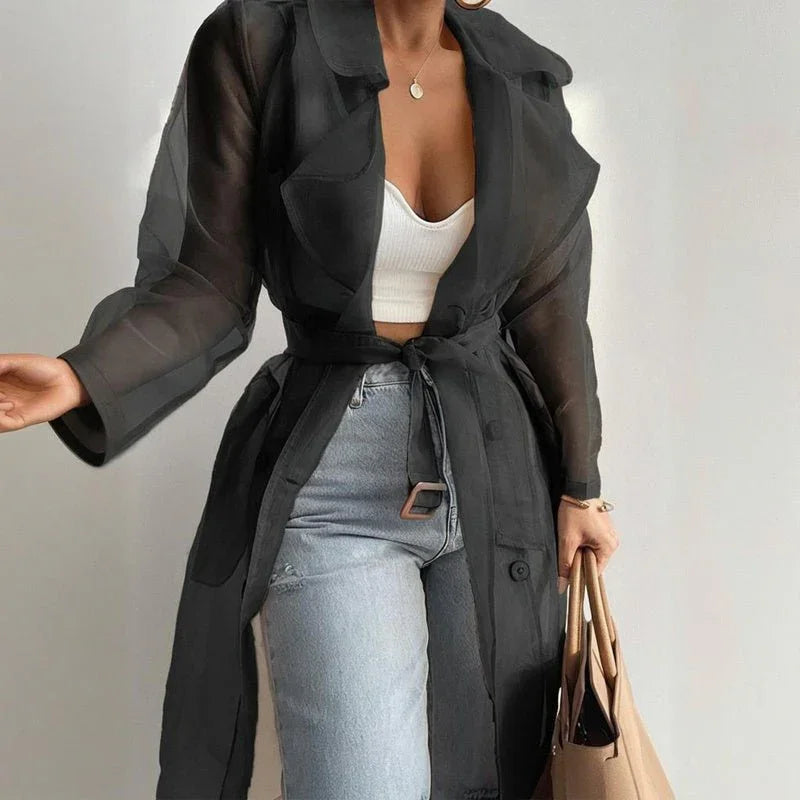 Women's Sheer Cardigan With Belt  Pre2brand