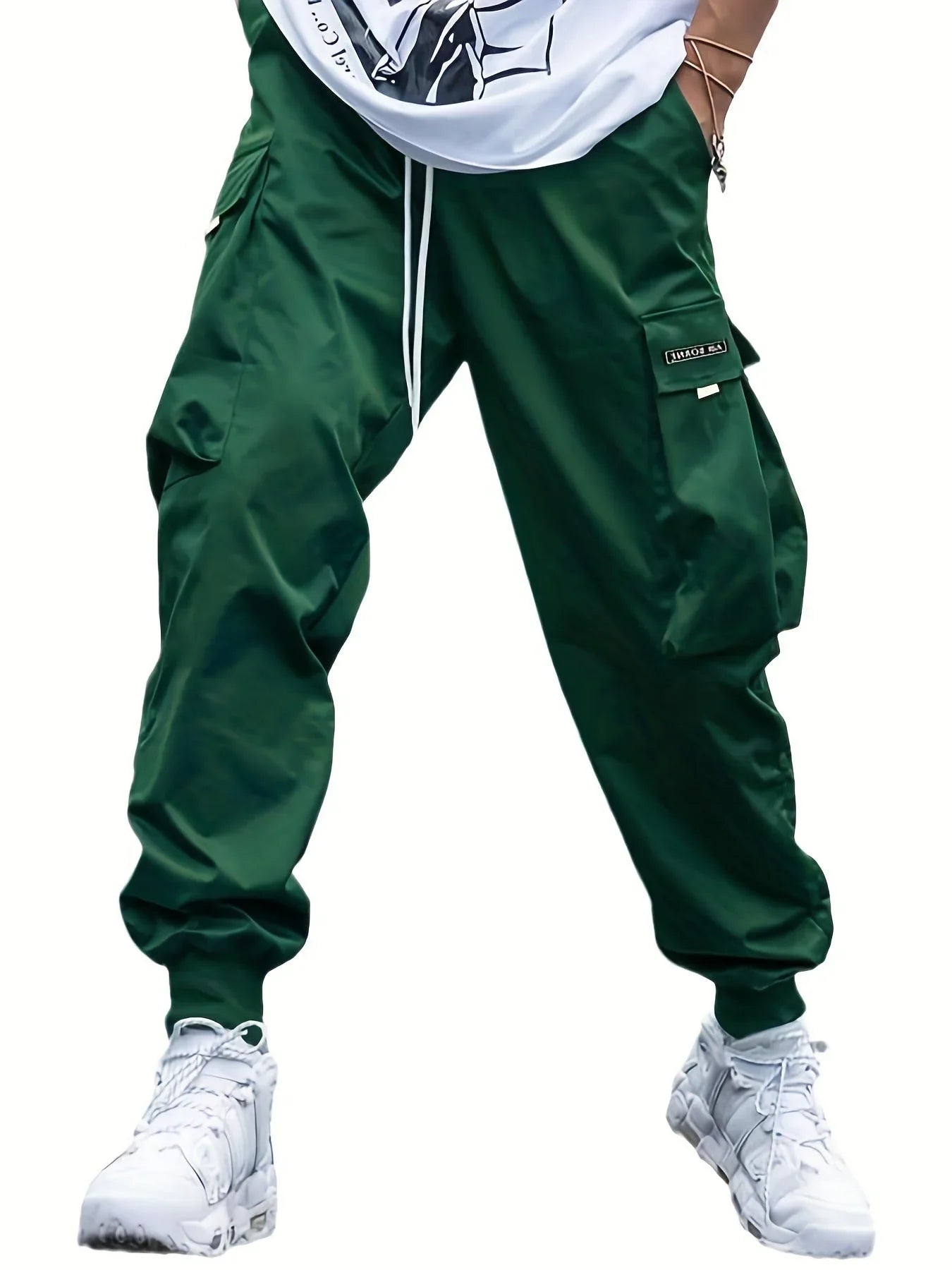 Men’S Multi-Pocket Cargo Pants – Drawstring Streetwear Trousers  Pre2brand