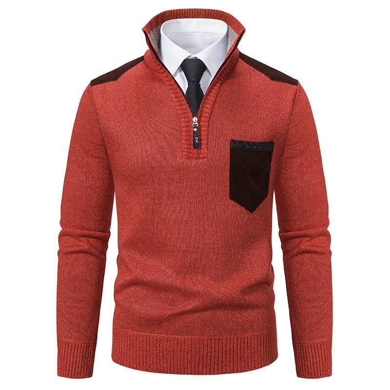 Pullover Men Sweater Thick Polo Shirts Korean Half Zipper Cold Blouse Stand Collar Autumn Winter Outerwear Luxury Cloth  Pre2brand