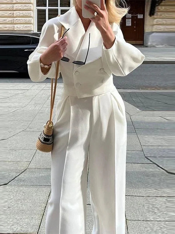 Women's Lapel Jacket & High-Waist Pants Suit  Pre2brand