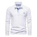 Men'S Fashion Casual Polo Collar Deer Embroidered Long Sleeve  Pre2brand
