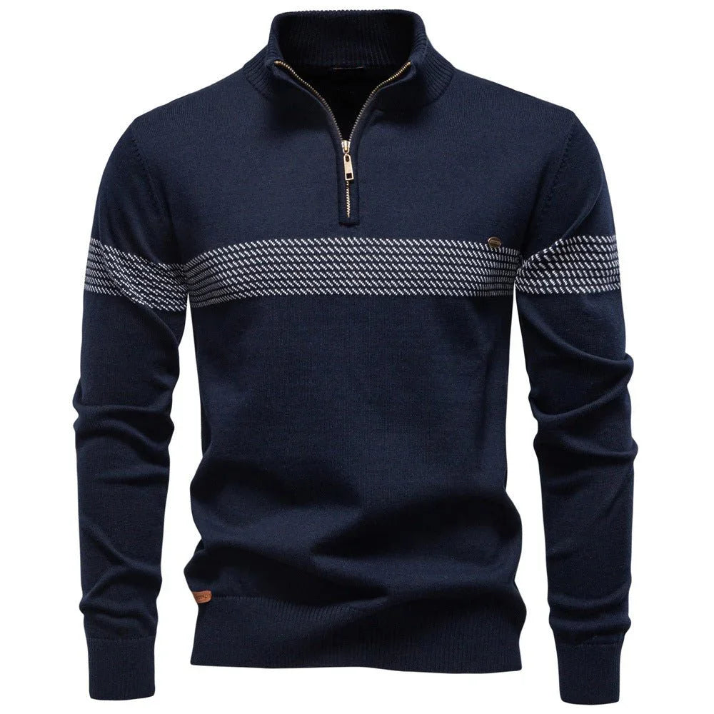 Mens Casual Half-Collar Zip-Up Sweater Top  Pre2brand