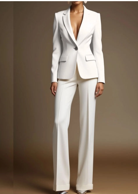 White Blazer & Trousers Two-Piece Suit – image 4 of 4