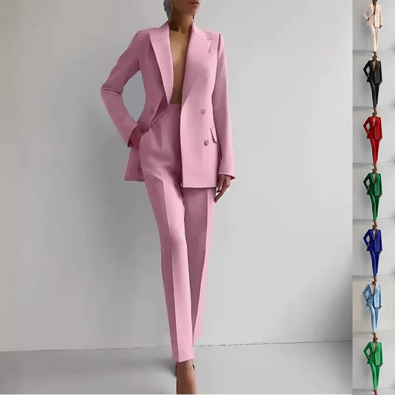 Single-Breasted Jacket Top And Slim Fit Trousers Wome Suits  Pre2brand
