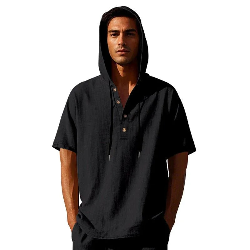 European And American Linen Short-Sleeved Men'S T-Shirt Simple  Pre2brand