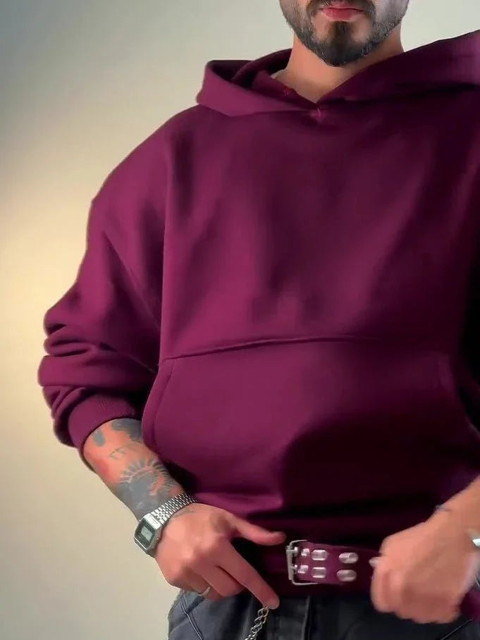 Burgundy Oversized Hoodie With Side Belt  Pre2brand