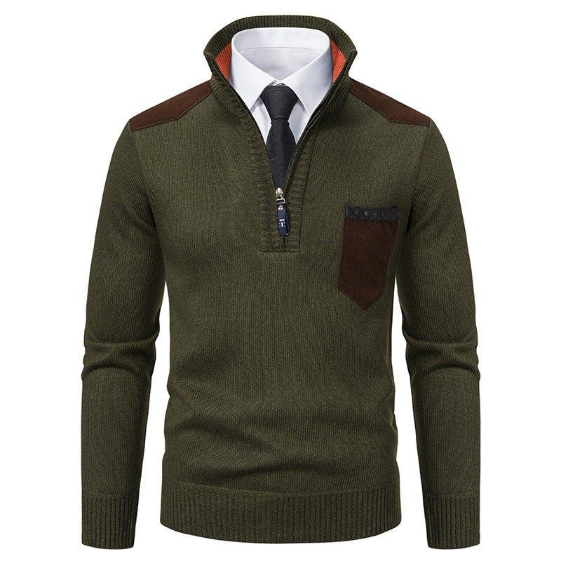 Pullover Men Sweater Thick Polo Shirts Korean Half Zipper Cold Blouse Stand Collar Autumn Winter Outerwear Luxury Cloth  Pre2brand