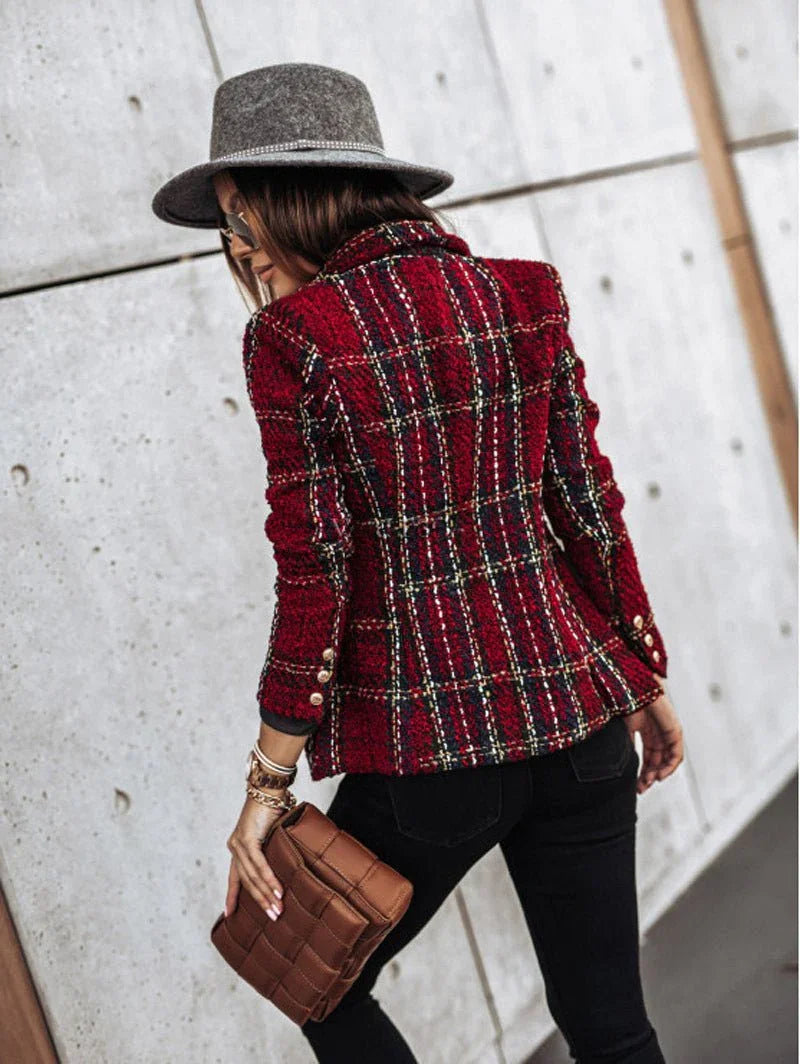 Women's Slim Fit Plaid Blazer  Pre2brand