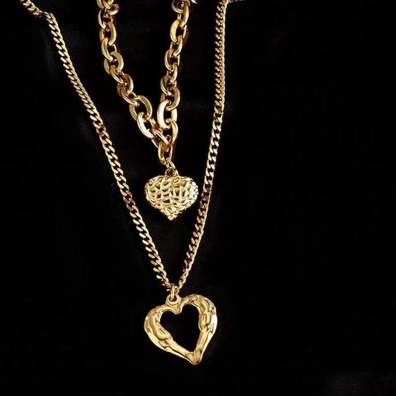 Women's Angel Wings Double Heart Love Necklace Set  Pre2brand