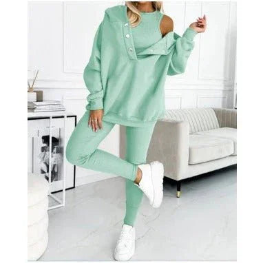 Women'S Solid Color Vest Hoodie And Pants Set  Pre2brand