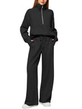 Women's Half-Zip Sweatshirt & Wide-Leg Pants Set  Pre2brand