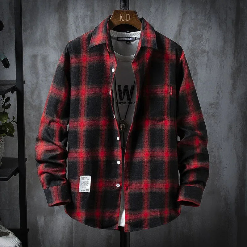 Plaid Shirt Jacket Men'S Shirt Long Sleeve Casual  Pre2brand