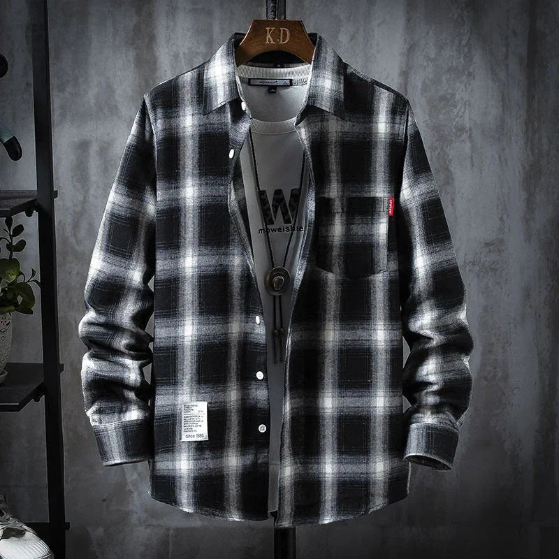 Plaid Shirt Jacket Men'S Shirt Long Sleeve Casual  Pre2brand