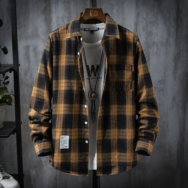 Plaid Shirt Jacket Men'S Shirt Long Sleeve Casual  Pre2brand