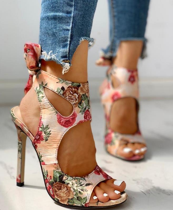 Women's Flower Stiletto Sandals (Plus Size)  Pre2brand