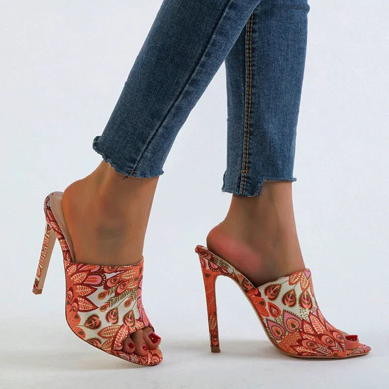 Women's Colorful Open Toe Stiletto Sandals  Pre2brand