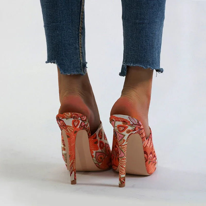 Women's Colorful Open Toe Stiletto Sandals  Pre2brand
