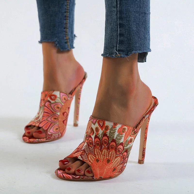 Women's Colorful Open Toe Stiletto Sandals  Pre2brand