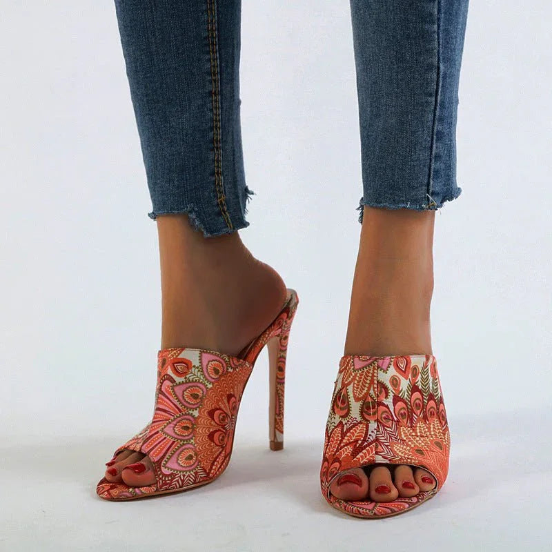 Women's Colorful Open Toe Stiletto Sandals  Pre2brand