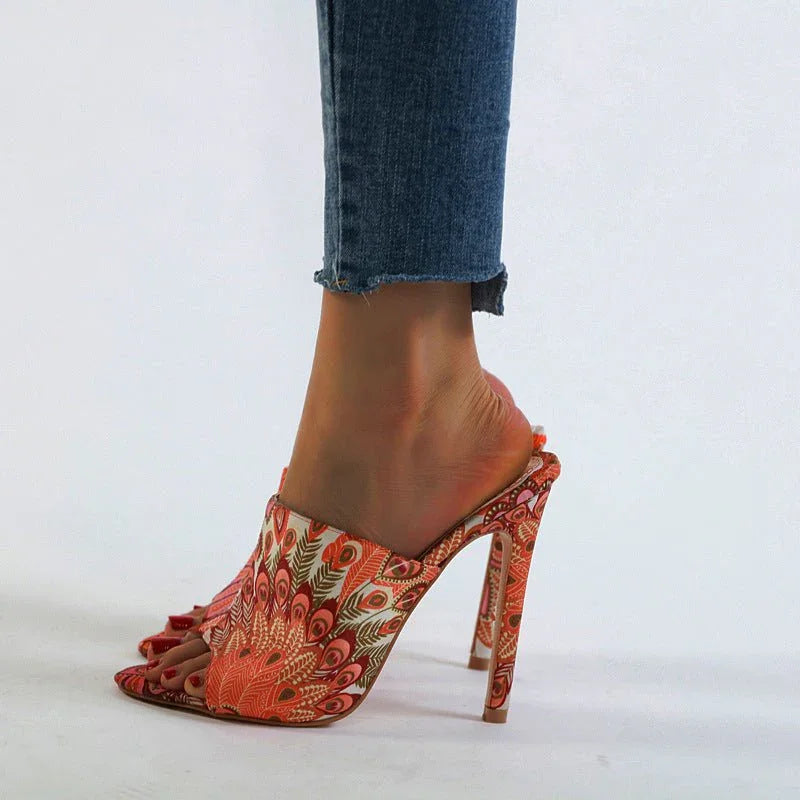 Women's Colorful Open Toe Stiletto Sandals  Pre2brand