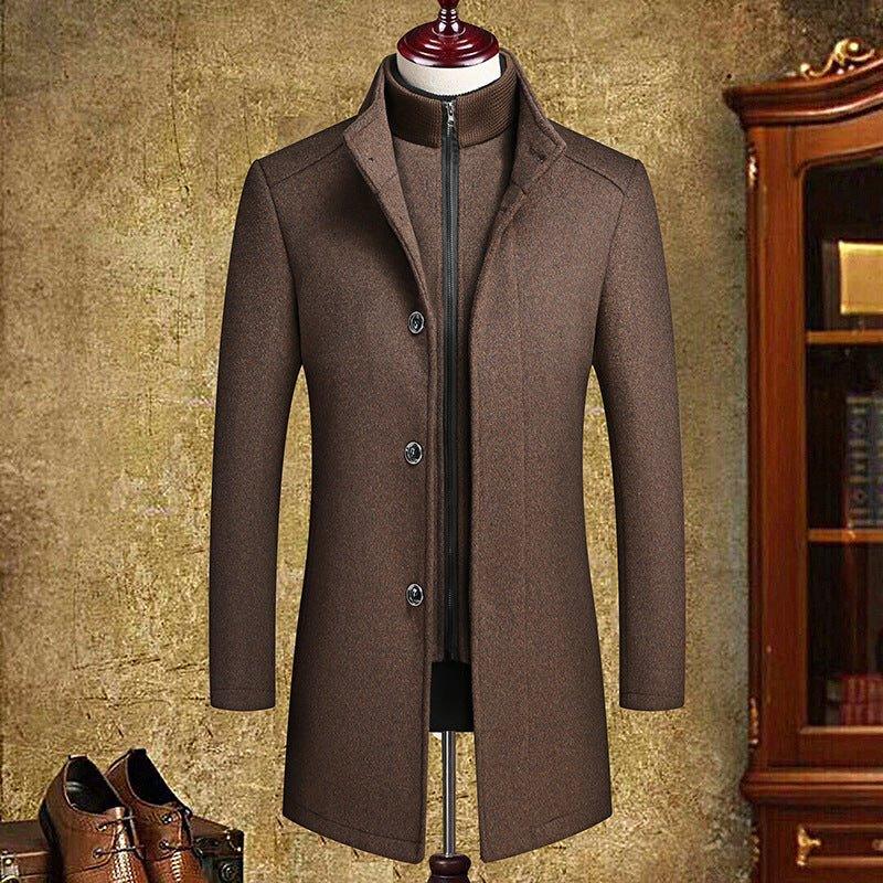 Men's Mid-Length Wool Coat With Vest Liner  Pre2brand