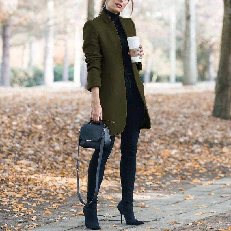 Women's Stand-Up Collar Wool Blazer  Pre2brand