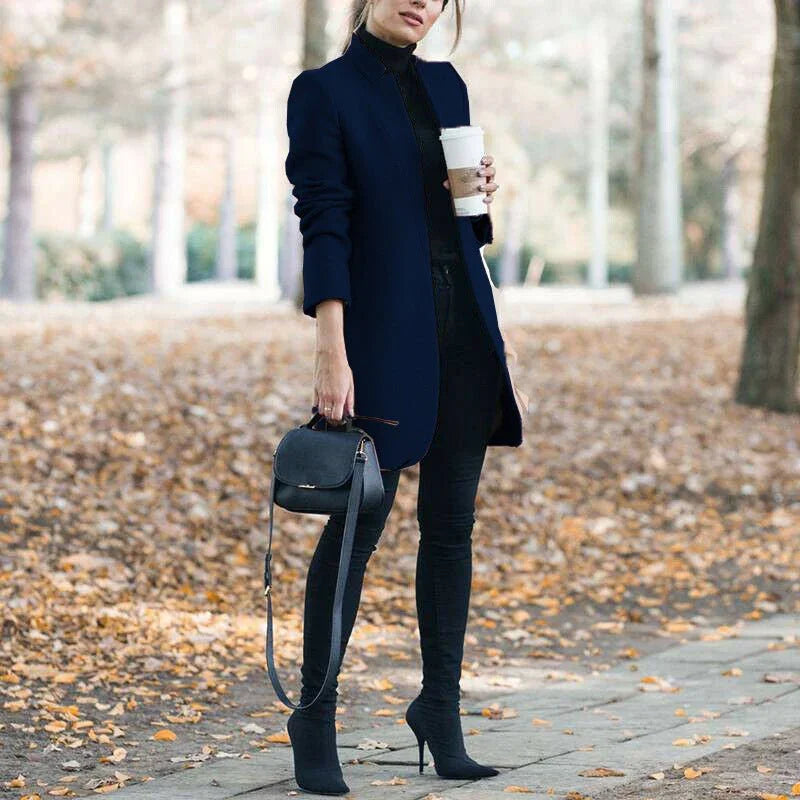 Women's Stand-Up Collar Wool Blazer  Pre2brand