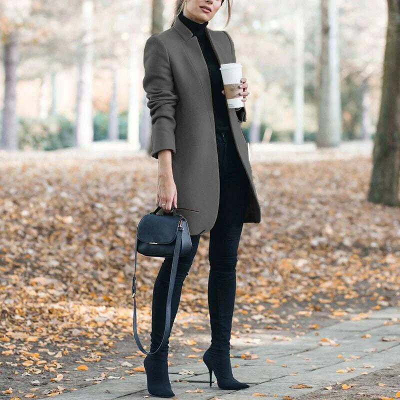 Women's Stand-Up Collar Wool Blazer  Pre2brand