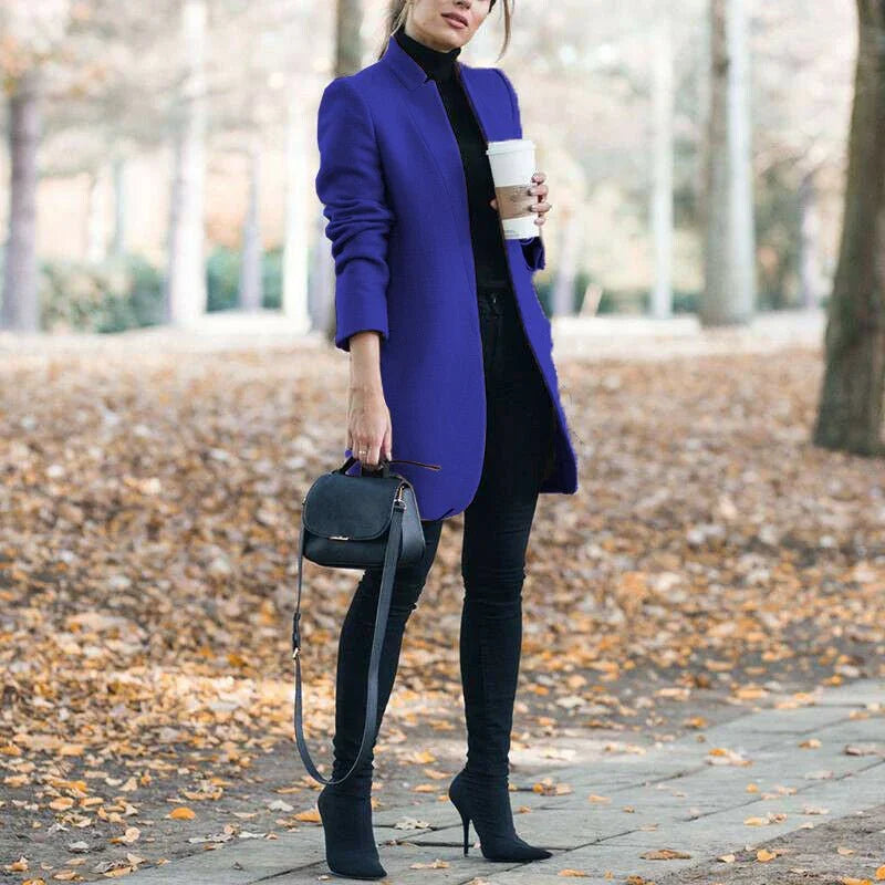 Women's Stand-Up Collar Wool Blazer  Pre2brand
