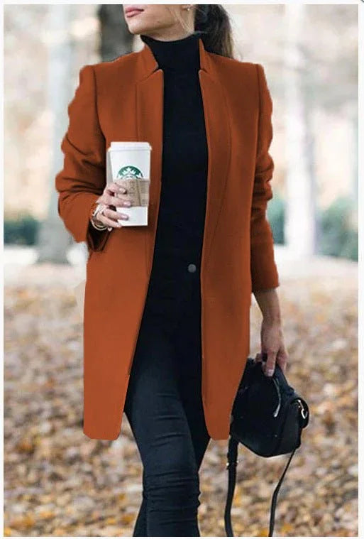 Women's Stand-Up Collar Wool Blazer  Pre2brand