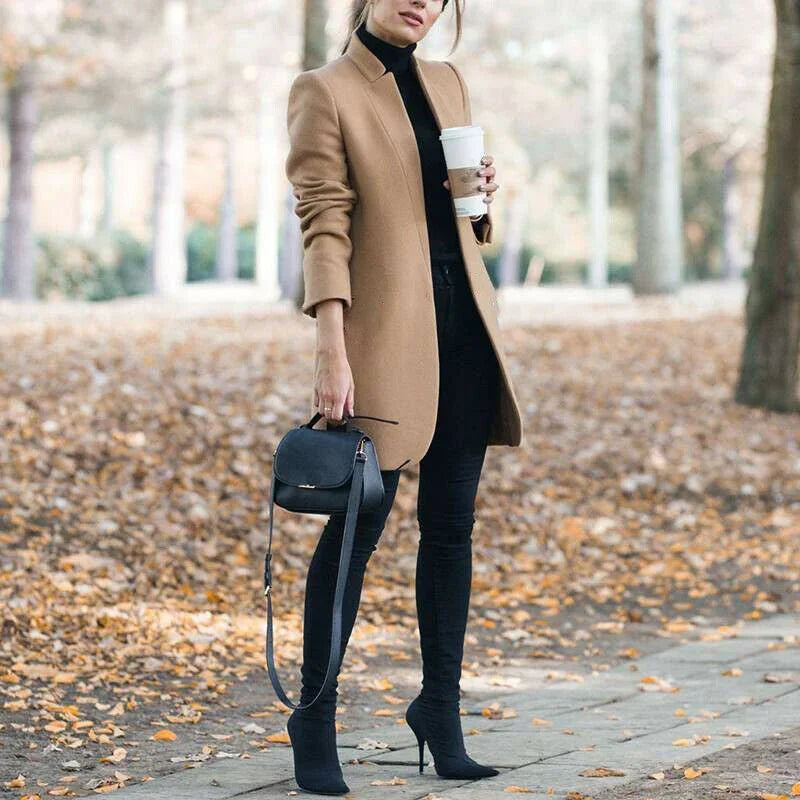 Women's Stand-Up Collar Wool Blazer  Pre2brand