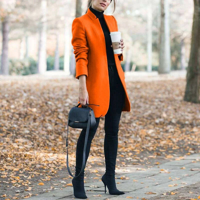 Women's Stand-Up Collar Wool Blazer  Pre2brand