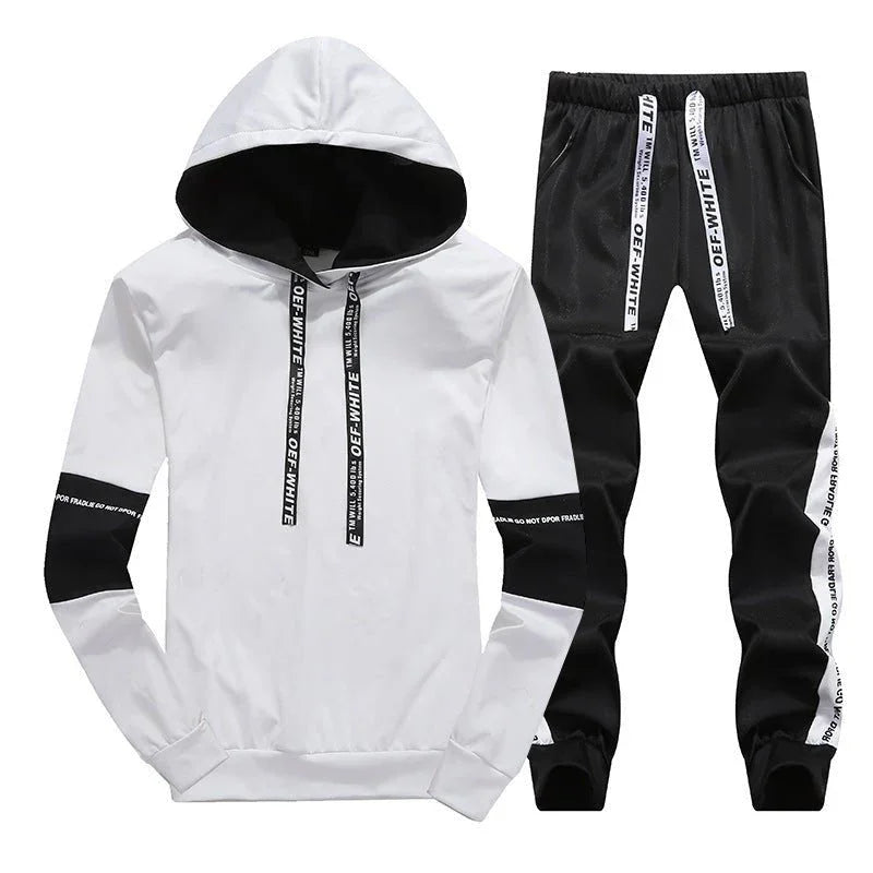 Hooded Stripe Letter Sports Suit  Pre2brand