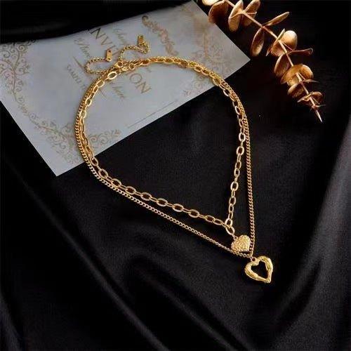 Women's Angel Wings Double Heart Love Necklace Set  Pre2brand
