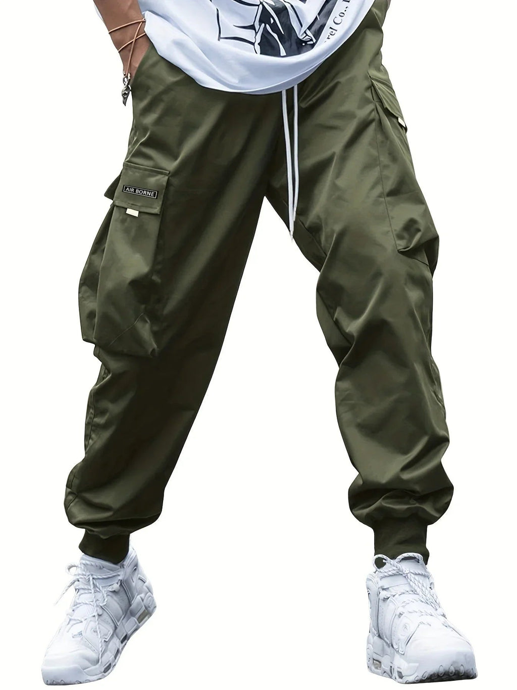 Men’S Multi-Pocket Cargo Pants – Drawstring Streetwear Trousers  Pre2brand