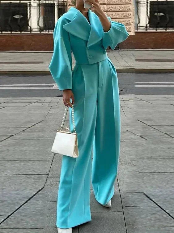 Women's Lapel Jacket & High-Waist Pants Suit  Pre2brand