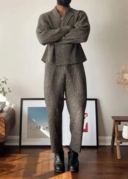 Men'S Plaid Two-Piece Suit-Slim Fit Blazer And Trousers  Pre2brand
