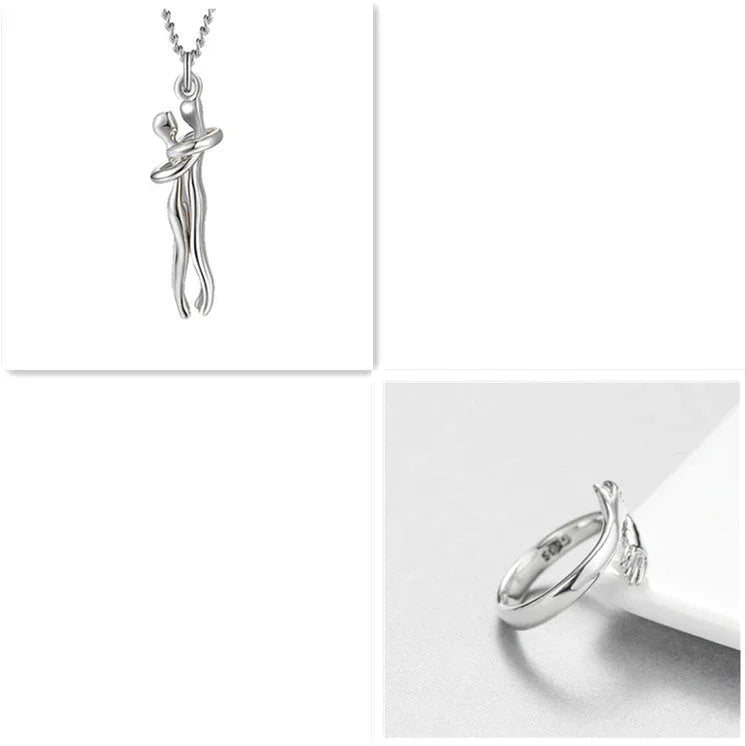 Unisex Love Hug Couple Clavicle Chain Necklace  Pre2brand
