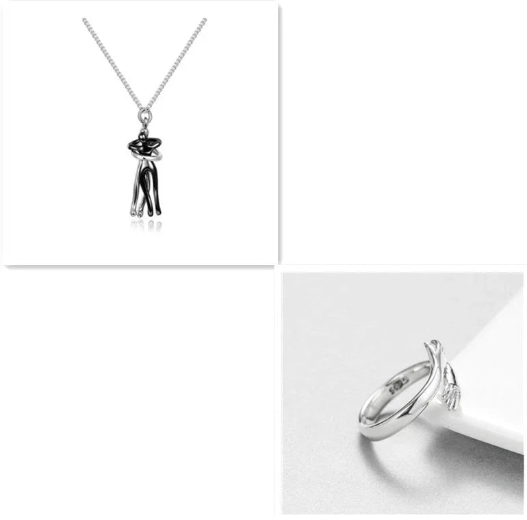 Unisex Love Hug Couple Clavicle Chain Necklace  Pre2brand